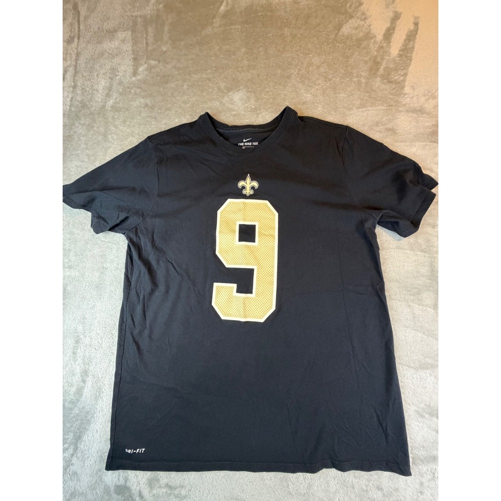 Nike New Orleans Saints Drew Brees #9 Tee Mens XL Black Dri-Fit 561416-00A